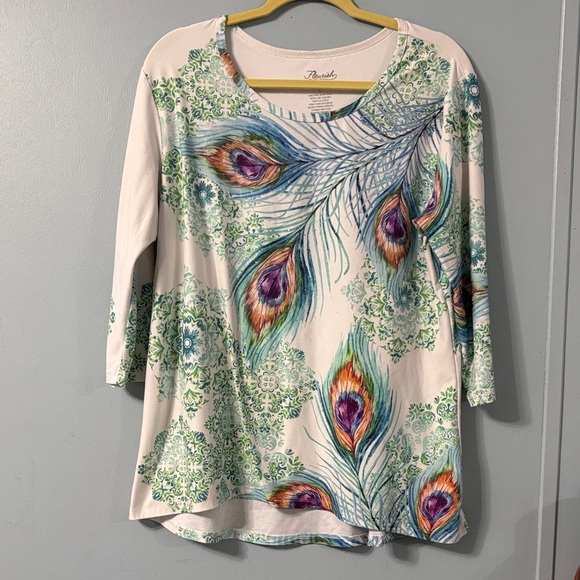 Fleurish Tops - 🖤Fleurish Multicolor Peacock Feather Long Sleeve Top🖤